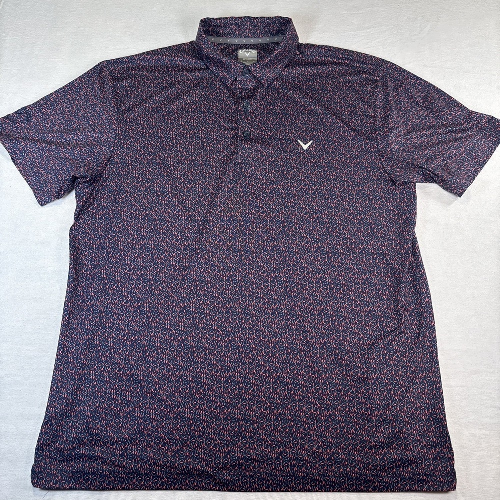 Callaway Golf Polo Shirt Mens Large All Over Print Peppers Opti Dri Stretch